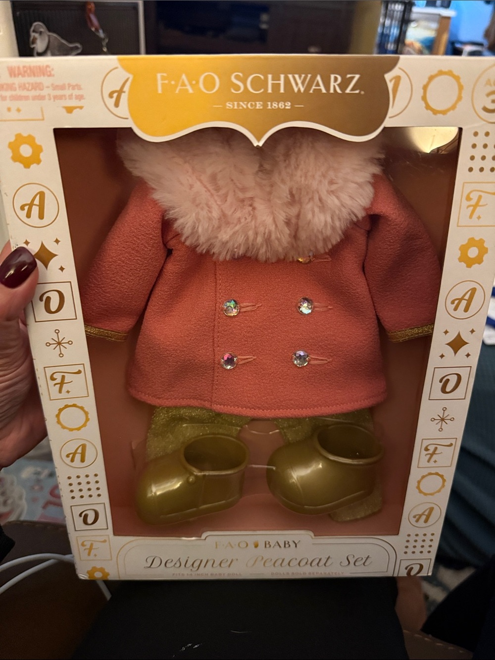 FAO Schwarz Pink Peacoat Set with Gold Accents
